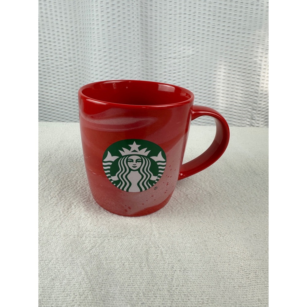 2024 Starbucks Red Marble Swirl Ceramic Coffee‎ Mug 11oz NEW